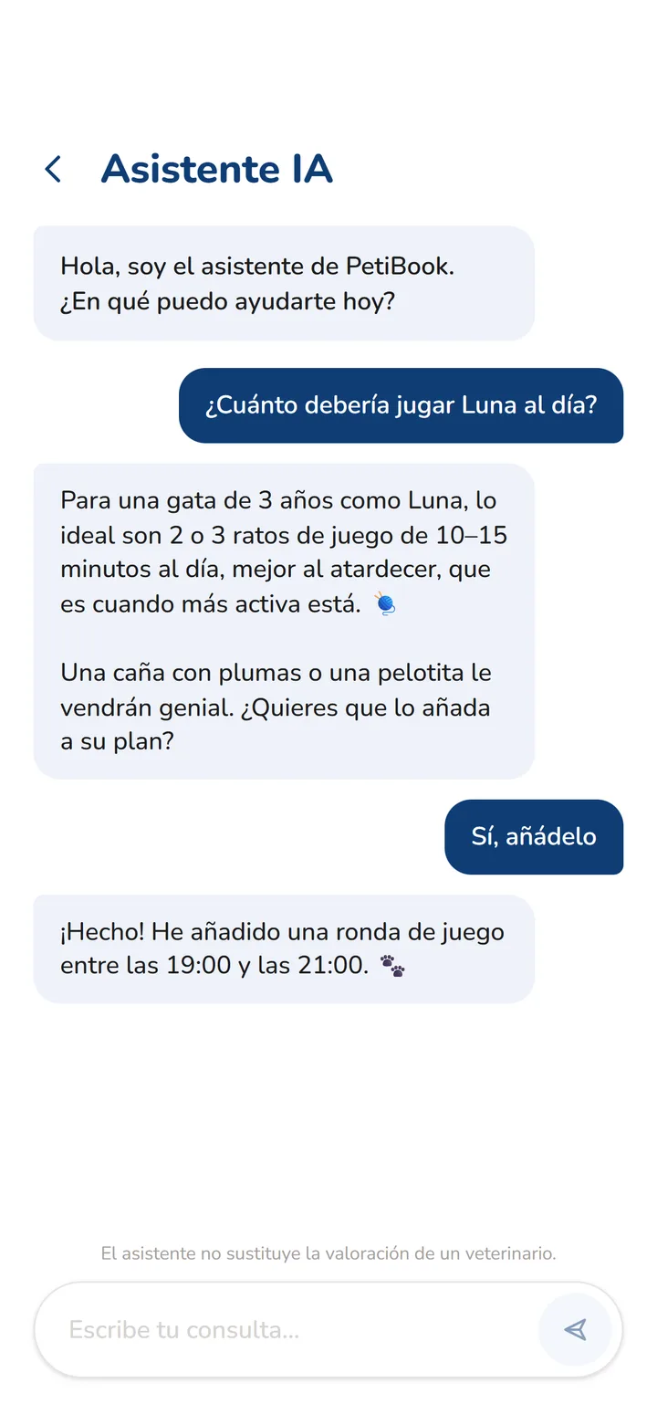 Conversación con el asistente de IA de PetiBook sobre el juego de Luna